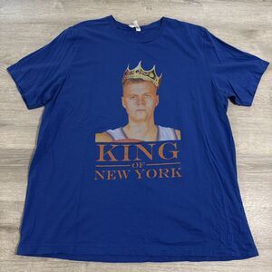 New York Knicks Shirt Kristaps Porzingis King Of New York Men's Blue 2XL Tee
